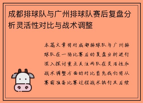 成都排球队与广州排球队赛后复盘分析灵活性对比与战术调整